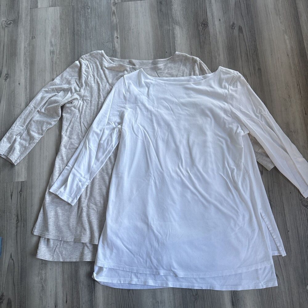 Pure Jill Boat Neck Layered Tunic Bundle Cotton Modal Coastal Shirt Set Small